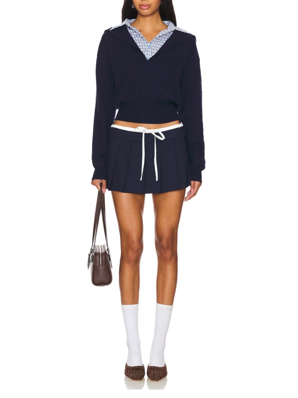 LIONESS Dynasty Mini Skort in Navy  Womens Shorts Skirt - Picture 2 of 11